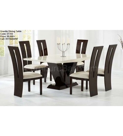 Marble Dining Table DT32 (6 Chairs + 1 Table)